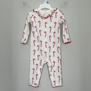 Mud Pie Baby Bodysuit Size 6-9M Candy Cane One Piece with Ruffle
